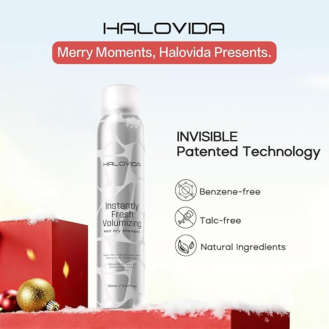 HALOVIDA Dry Shampoo for Women, Dry Shampoo Spray for All Hair Leaves No White Residue, Absorb Oils, Volumizing & Refresh Hair for 72 Hours, 5.07 Fl Oz (Osmanthus Grove)