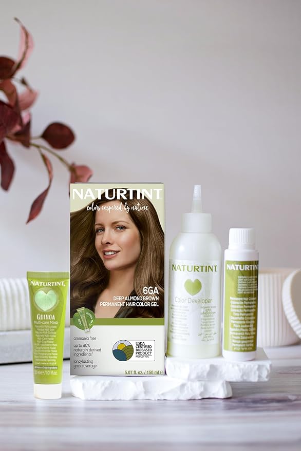 Naturtint 6GA Deep Almond Brown Permanent Hair Color (Pack of 1), Ammonia Free, Vegan, Cruelty Free, up to 100% Gray Coverage, Long Lasting Results (Packaging may vary)