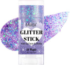 DAGEDA Purple Body Glitter Stick,Sparkly Face Glitter Makeup,Holographic Hair Glitters Mermaid Makeup Rave Outfits for Women, Shimmer Face Paint Stick Singer Concert Accessories