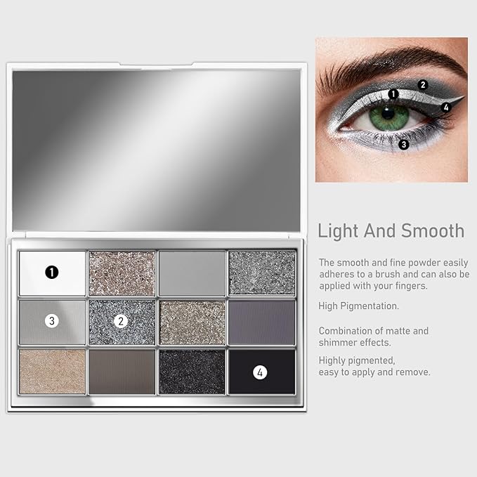 Highly Pigmented Chameleon Eyeshadow Palette, 12 Colors Sparkle Creamy Duo Chrome Multidimensional Eye Shadow Pallet, Long-Wearing Formula,easily blendable,Vegan & Cruelty Free (#04)