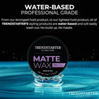 TRENDSTARTER Matte Wax (4oz) (PACK of 2) - Firm Hold, Matte Finish, Premium Water Based All-Day Styling Pomade for Men, Flake-Free for All Hair Types