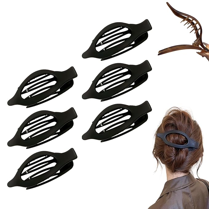 Flat Hair Clips for Women, French Hair Claw Clips for Thick, Thin, Long & Short Hair, Duck Billed Clips, No-Slip Grip Hair Styling Accessories for Women Girls Daily Use (Black 6PCS)