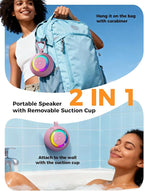 Shower Speaker Bluetooth Waterproof Portable: Birthday Christmas White Elephant Gifts Stocking Stuffers for Adults Teens, IPX7 Loud Sound with Suction Cup Removable, Cool Gadgets with Light-Pink