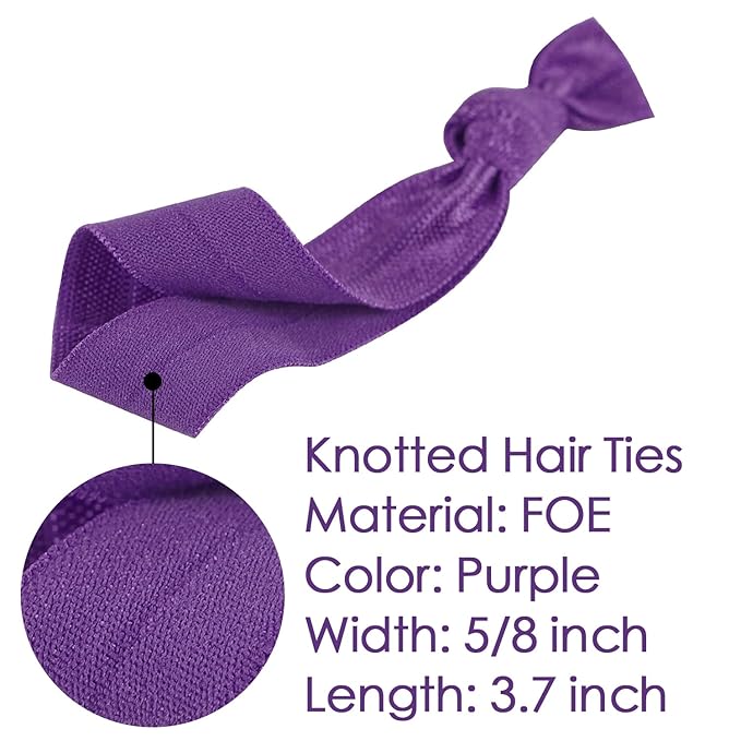 MEEDEE 100 Pack Purple Hair Ties For Women Purple No Crease Hair Ties No Damage Pony Tails Hair Ribbon Ouchless Elastic Knotted Hair Ribbon Yoga Hair Ribbons Elastic Bracelets