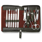 FAMILIFE Manicure Set, Professional Manicure Kit Nail Clippers Set 11 in 1 Stainless Steel Nail Pedicure Tools Kit Grooming Tool with Portable Green Leather Travel Case Luxury Gifts for Women and Men