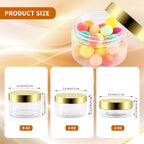 24 Pack 8 Oz Plastic Containers with Gold Lids, Clear Empty BPA Free and Refillable Cosmetic Jars Travel Containers for Creams, Lotion, Bath Salts, Sugar Scrub, Slime, Lip Scrub, Makeup