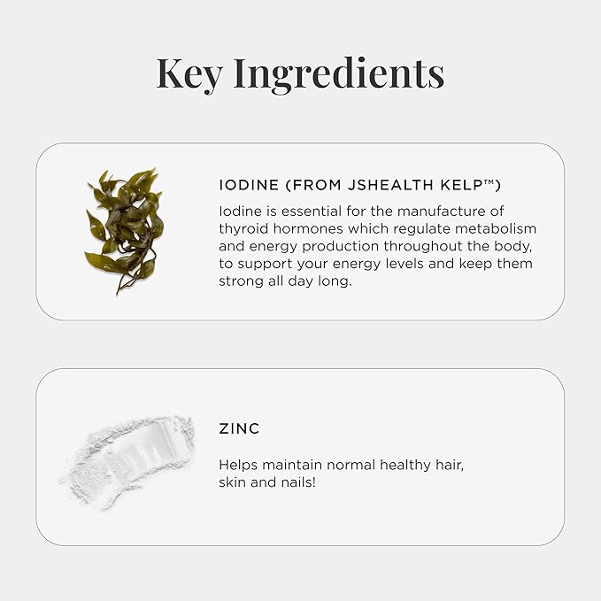 JSHealth Hair Formula - Vitamins for Hair Growth and Energy with Zinc and Iodine - Hair Loss Supplement for Men and Women (60 Capsules)