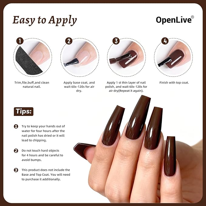 18ml Brown Nail Polish Large Volume Quick Drying Nail Polish, Fast Drying and Long Lasting Color Nail Art DIY Home Manicure Gift for Women