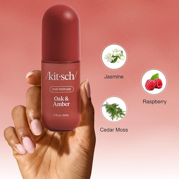Kitsch Hair Perfume for Women - Oak & Amber | Clean, Deodorizing & Patented Odor-Eliminating Technology Hair Spray & Body Mist - Freshen Hair, Body & Pillows- Berries and Blooming Jasmine Scent - 50mL