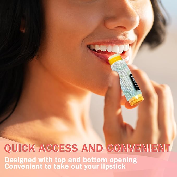 WK IEASON - Lip Balm Holder Keychain Clip On Lipstick Sleeve Lip Gloss Sleeve Holder Keychain (Leox3)