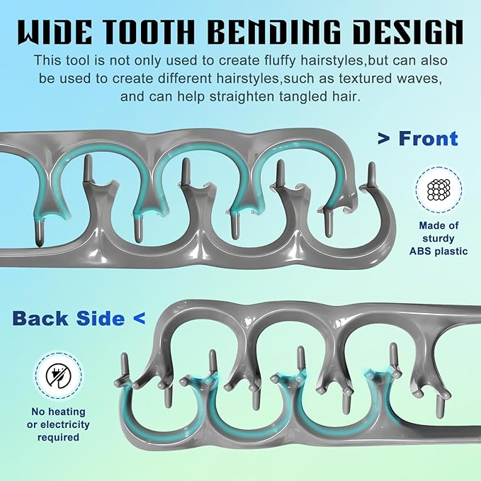 Texture Comb, Volumizing Wide-Tooth Hair Styling Comb, Fluffy Wide Tooth Curly Hair Comb, Men's Textured StylingComb for Volume, Fringe Parting Styling Accessory, for Men & Women