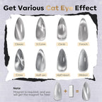 modelones Nail Polish Set, 6 Colors White Black Nail Polish with Magnet Glitter Cat Eye Magnetic Non Toxic Quick Dry Fingernail Polish Salon Home DIY Gifts For Women Girl