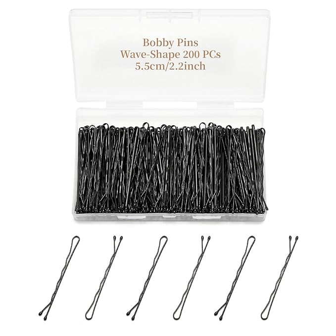 200 Pcs 2.2 Inch Wave-Shaped Bobby Pins Black Metal Hair Pins Hair Accessories for Women Stylists Hair Sticks Girl