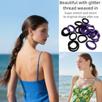 Large Stretch Thick Hair Ties for All Hair Types Seamless Glitter Hair Ponies Elastics Ponytail Holders Hair Scrunchies for Thick Hair Hair Accessories Women Girls 20-Pack