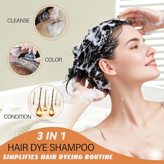 Red Hair Dye Shampoo 3 in 1, Semi-Permanent Burgundy Hair Dye, Covers Grays in Minutes, Instant Hair Color Shampoo for Women Men, Champu Para Canas, Burgundy Dye Easy to Use 16.90 Fl Oz