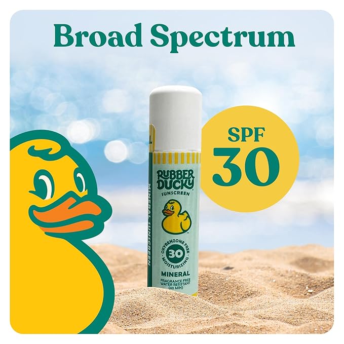 Rubber Ducky- SPF 30 Mineral Face Sunscreen Stick, Water Resistant, Moisturizing & Broad Spectrum Sunscreen Face Stick, Sun Skin Protection with Vitamin E, Mini Travel Size Sunblock, 0.6 oz