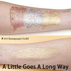 UCANBE Hydrating Body Shimmer Face Glitter Highlighter Makeup Liquid Glow Lotion for Women Holographic Luminizer for Hair for Valentine's Day Gifts (Champagne Gold - 01)