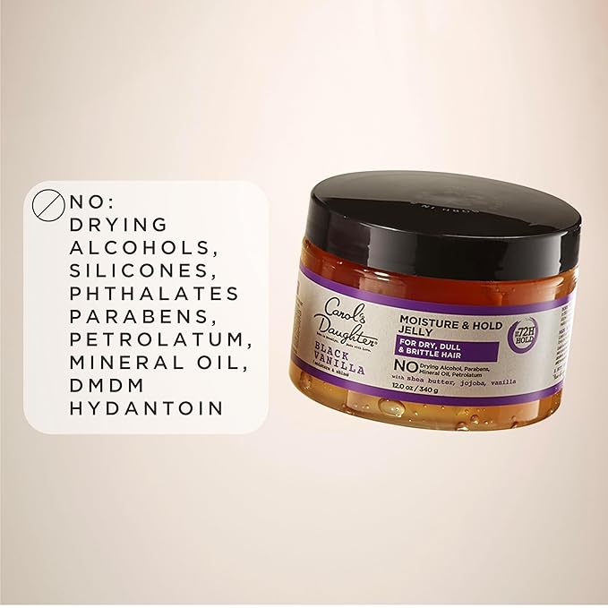 Carol's Daughter Black Vanilla Moisture and Hold Jelly, Hair Gel For Dry Hair with Shea Butter, Jojoba and Vanilla, 12 Fl Oz