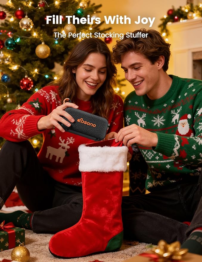 Bluetooth Speaker Stereo 20W Loud Sound: 30H Playtime, IPX5 Water Resistant, Portable Wireless Speakers, Powerful Bass, Lightshow, Birthday Gifts for Men/Adults/Teens, Beach Vacation Essentials, Black