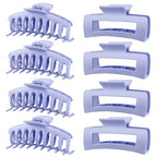 TOCESS Hair Claw Clips for Women - Large 8PK Neutral Matte Jumbo Square Hair Clips for Thick, Thin, Long, Short, Curly Hair Girls, Big Jaw Clip Set for Daily Use(Lavender Purple)