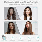 Blow Dryer Brush, Hair Dryer Brush in One, 600W Oval Hot Air Volumizer & Straightener, Anti-Frizz Blowout Styling Brush, Dual Voltage 110–240V Travel (2 Inch) Blue