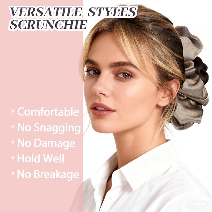 2Pcs Big Satin Scrunchies for Women, Softer Than Silk Scrunchies, Fashion No Crease Hair Ties for Thin Thick Hair,Soft Hair Bands No Damage for Girls, Ideal Gifts for Women (Set 9)