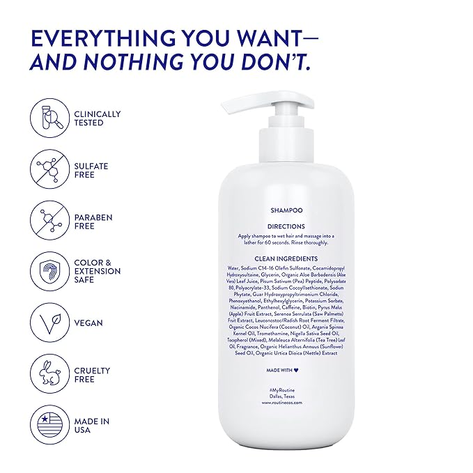 Routine Wellness Anti-Thinning Volumizing Shampoo for Thinning Hair & Hair Loss - Grow Your Confidence with Biotin & DHT Blockers - 14 oz Shampoo - Orange Blossom & Sandalwood