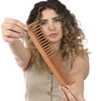 Wide Tooth Wooden Comb Handmade - Natural Vintage Style Wide Tooth Comb for Curls Gentle Styling - Anti-Static Wood Hair Combs For Women Detangling (Sparse and Dense Tooth)