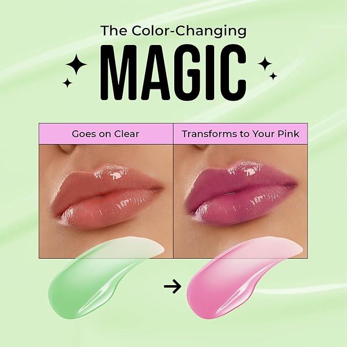 The Beauty Spy Yuli Color Changing Lip Oil | Hydrating Lip Gloss Korean | pH-Reactive Non Sticky Lip Gloss Formula With Argan Oil, Squalane, Shea Butter | Glass Shine Effect (Green Plum)