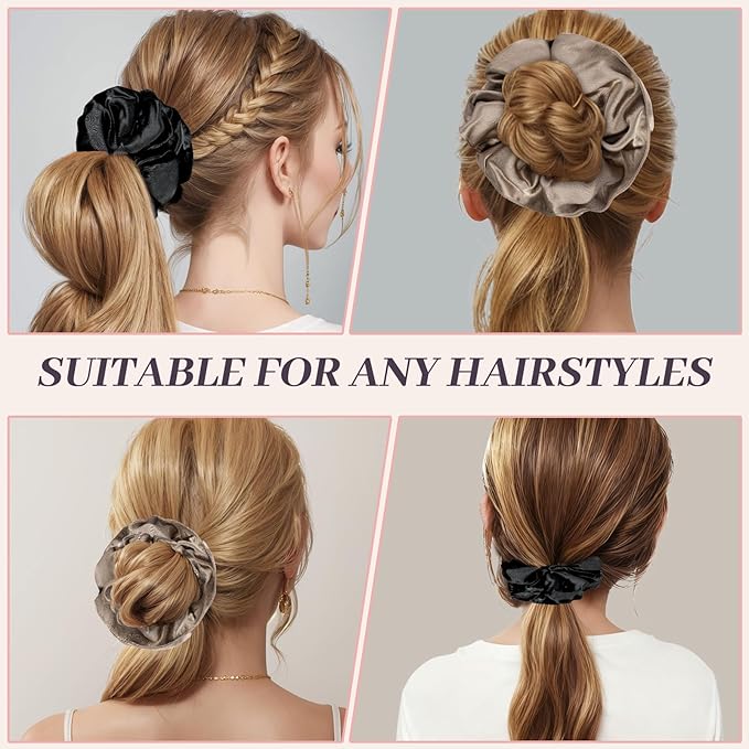 2Pcs Big Satin Scrunchies for Women, Softer Than Silk Scrunchies, Fashion No Crease Hair Ties for Thin Thick Hair,Soft Hair Bands No Damage for Girls, Ideal Gifts for Women (Set 9)