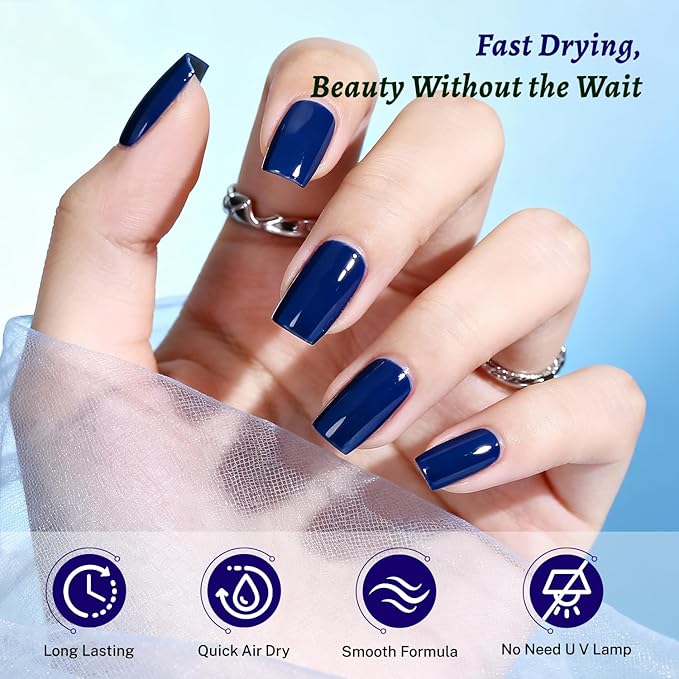 18ml Blue Nail Polish Large Volume Quick Dry Dark Blue Nail Polish, Long Lasting Shine, Fingernail Toenail Nail Art DIY Home Travel Nail Art Gift