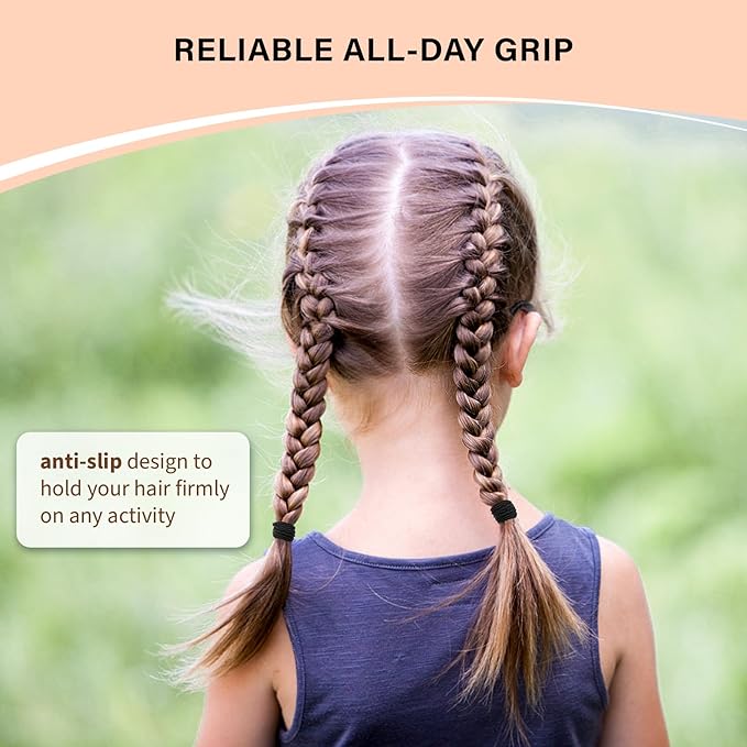 Youxuan Black Small Elastic Hair Ties, Soft, Stretchy, and Non-Damage Hair Bands, 100 Pcs Strong, Durable Mini Rubber Bands for Toddlers, Girls and Women