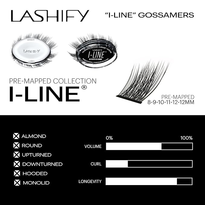 Lashify I-LineLong Pre-Mapped Gossamer, Easy DIY False Lashes to Create an Angled Look and Eyeliner Effect