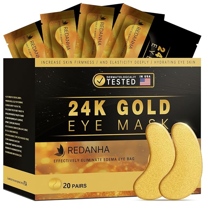 20 Pairs 24K Gold Under Eye Patches Face Masks Dark Circles Puffy Eye Bags Collagen Skincare Spa Trip Gift Eye Mask