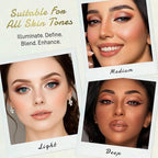 UCANBE Full Size Baked Makeup Palette Set - Includes Blush, Bronzer, 8 Eyeshadows and Brushes, Highly Pigmented All-in-One Face & Eye Compact Powder Beauty Gift Kit for Starter & Pros, Travel Friendly