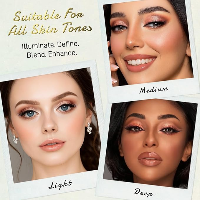 UCANBE Full Size Baked Makeup Palette Set - Includes Blush, Bronzer, 8 Eyeshadows and Brushes, Highly Pigmented All-in-One Face & Eye Compact Powder Beauty Gift Kit for Starter & Pros, Travel Friendly