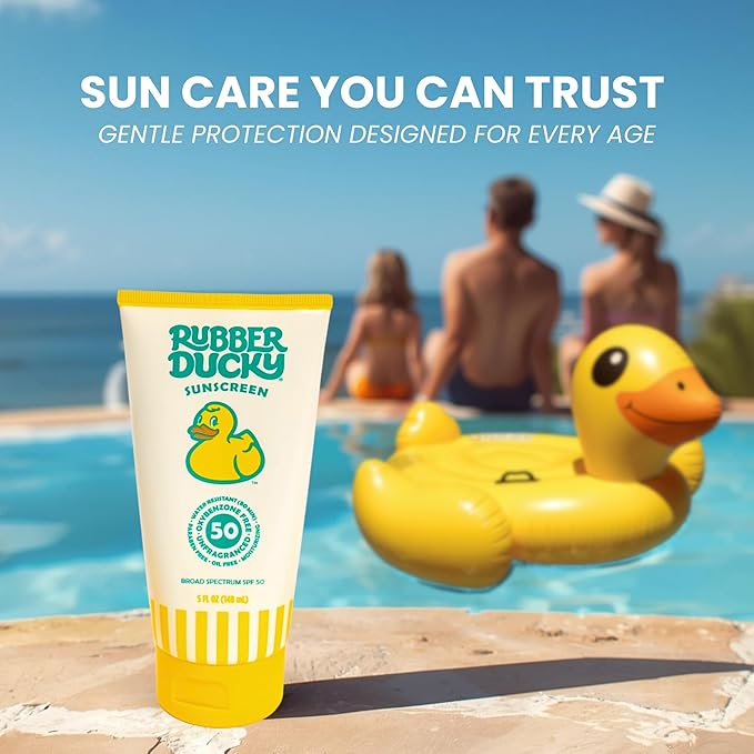 Rubber Ducky | Vitamin E Sunscreen with SPF 50, Water-Resistant Sunscreen for Face and Body | Broad Spectrum Lotion, Oil-Free Moisturizing, Alternative for Moisturizing Sunblock (1 pc., 5oz)
