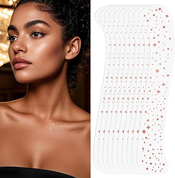 Glitter Speckles for Body,Makeup Patches, Sparkle Rose Gold Glitter Freckles for Hallowmas Christmas,10pcs