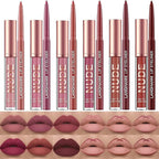 LANGMANNI 6 Matte Lipstick with 6 Lipliners Durable Makeup Set,Long-Lasting Non-Stick Cup Not Fade Waterproof Pigmented Velvet Lipgloss Kit Beauty Cosmetics Makeup Gift for Girls (#A)