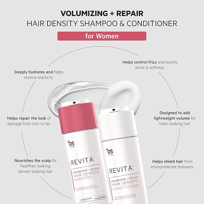 DS Labs Revita Volumizing Shampoo & Conditioner Set for Women – For Fine, Flat, Thinning Hair, Weightless Root Lift, Supports Hair Density, Sulfate-Free, Color-Safe (205 mL Each, 2 Count)