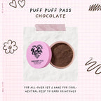 Kimchi Chic Beauty Puff Puff Pass Set and Bake Setting Powder for Makeup, Extra Fluffy Loose Face Powder Poof, Soft Natural Face Makeup for Uneven Skin Tone, 08 Chocolate