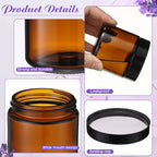 24 Pcs 4 oz Glass Jars with Lids, Clear Candle Jars with Black Lids Round Empty Candles Container Tins Candle Making Storing Lotions Spice Powder Liquid Sample Makeup (Amber)