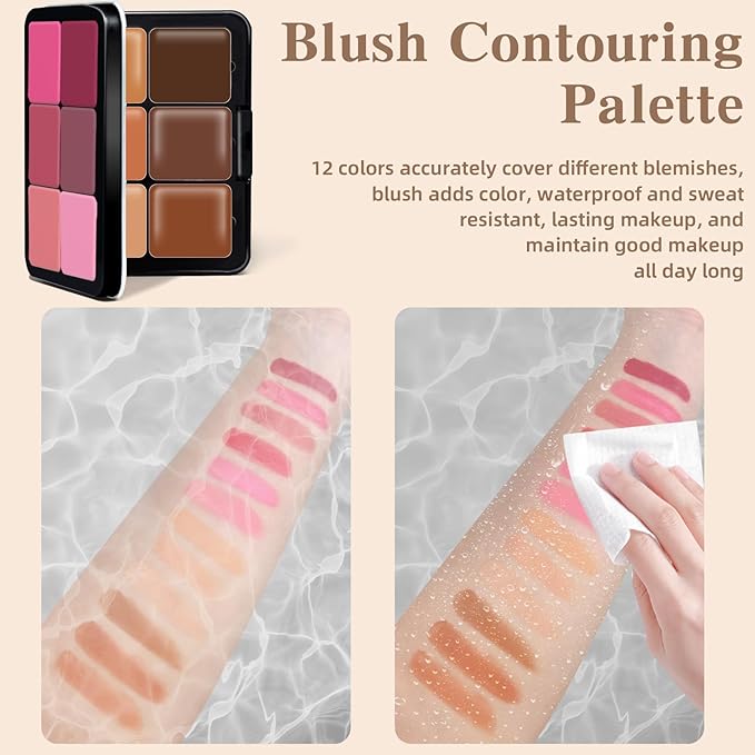 12 Colors Color Correcting Concealer Foundation Palette, Cream