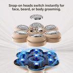 3-in-1 Electric Razor for Women’s Legs & Bald Head, IPX7 Waterproof Wet/Dry Grooming Kit with 7D Magnetic Blade, 120-Min Type-C Rechargeable Razor, Ideal Holiday Gift, Mocha