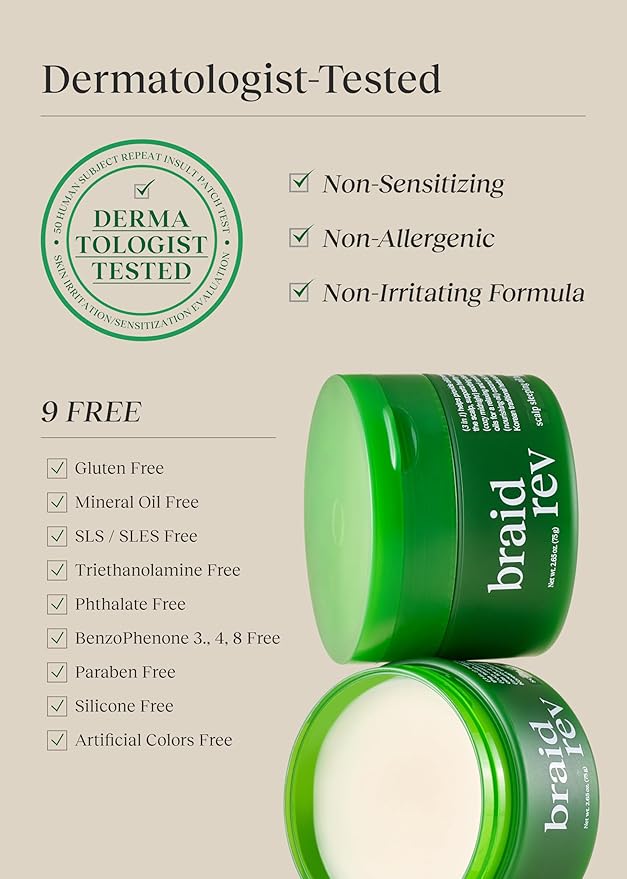 Braid Rev Scalp Sleeping Oil Balm, Korean Scalp Treatment, Balm-to-Oil Formula, Nourishing for Dry Scalp with Coconut Oil & Shea Butter, Reduces Excess Oil & Strengthens Hair Roots, 2.65 oz