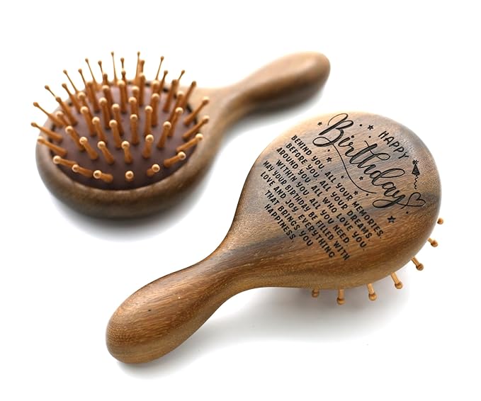 TOBOHU Engraved Wooden Hairbrush for Women,Happy Birthday Gifts - Best Friendship Gifts, Unique Gift for Mom Dad Grandma Wife Bestie BFF Coworker Classmate