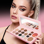 18 Color Eyeshadow Palette, Natural Nude Matte Shimmer Glitter, Long Lasting Baked Makeup Palette for Eye Highlight Blush, Earth Tones