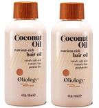 Oliology Coconut Hair Oil - Lightweight Formula Helps Repair Distressed Hair Caused by Heat Styling & Chemical Treatments | Mends Split Ends | Controls Frizz | Made in USA & Paraben Free (4oz/2 Pack)