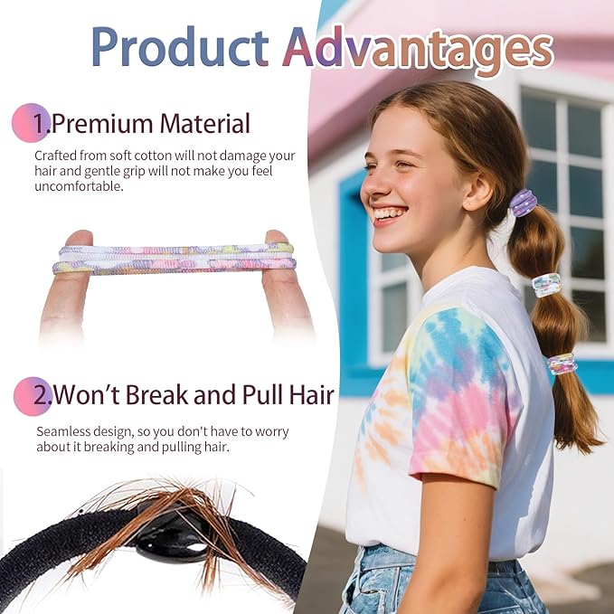 Bessrung 50 PCS Seamless Hair Ties, No Damage Elastics Hair Ties for Women Girls, Soft Stretchy Ponytail Holders for Thin Thick Hair, Snag-Free Hair Bands Stocking Stuffers Christmas Gift(Purple)