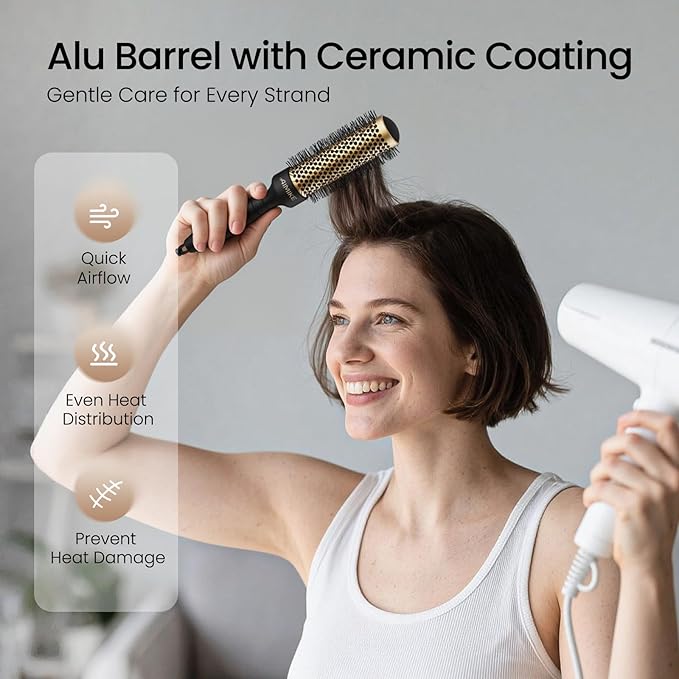 AIMIKE Round Brush for Blow Out, Small Round Hair Brush with Nano Thermal Ceramic Tech, Quick Blow Drying & Styling, Volumizing Blowout Brushes for Women Short Hair, 1.3 in Barrel (Not-electric)